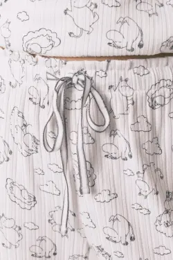 Довга піжама з м’якого трикотажу в рубчик з принтом Moomin