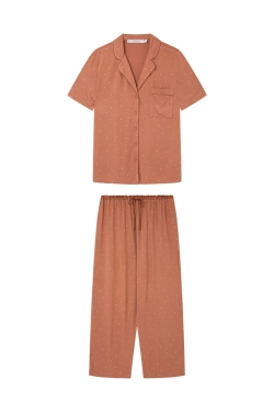 Класична піжама Ecovero™ коричневого кольору в горошок