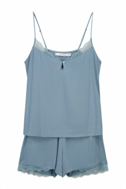 Блакитна коротка піжама з м'якої віскози