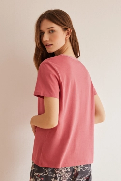 Розовая футболка с короткими рукавами из хлопка