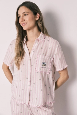 Довга піжама сорочкового типу в смужку