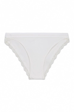 Белые классические хлопковые трусики в рубчик