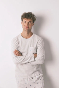 Довга чоловіча піжама бавовняна сіра