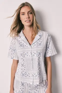 Коротка бавовняна піжама з принтом