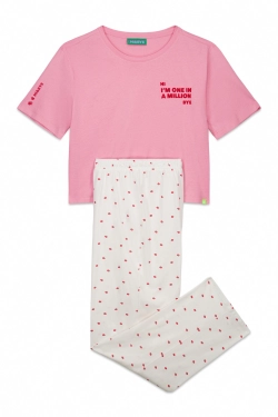 Длинная хлопковая  пижама с принтом