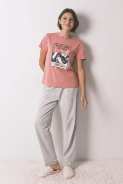 Рожева бавовняна піжама Pingu