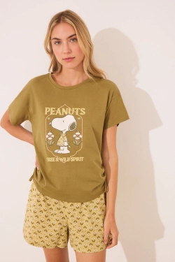 Короткая пижама цвета хаки Snoopy