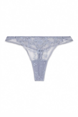 Голубые кружевные стринги с люрексом