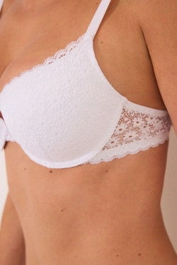 GORGEOUS білий бюстгальтер пуш-ап з квітковим мереживом