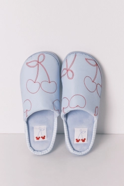 Домашні капці сині з вишеньками