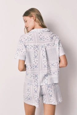 Короткая хлопковая пижама с принтом