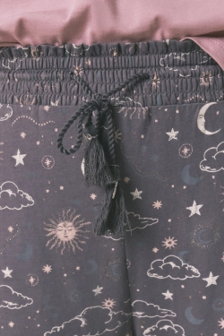 Хлопковые брюки с принтом и блестками