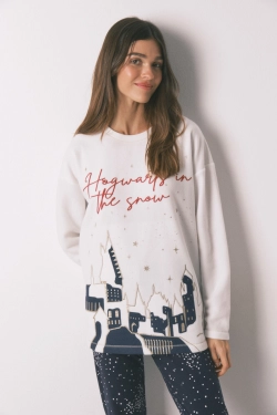 Длинная флисовая пижама с принтом "Hogwarts"