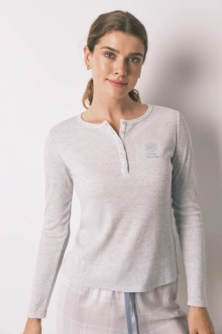 Длинная пижама в серую клетку с люрексом