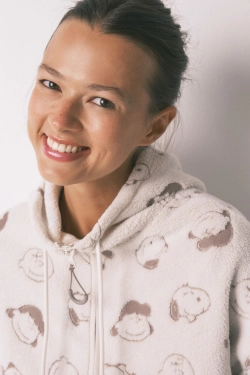 Білий короткий халат зі штучної овчини Snoopy