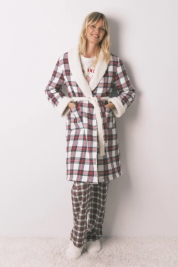 Халат із фланелі та штучного хутра