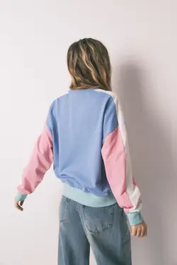 Свитшот из хлопкового флиса color block