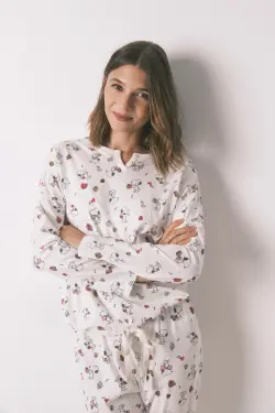 Довга біла піжама з бавовни Snoopy