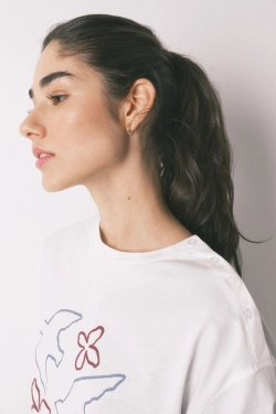 Футболка из хлопка с рукавом 3/4