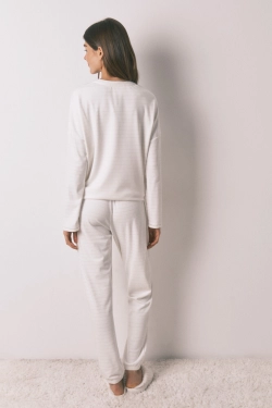 Довга флісова піжама зі смугастим принтом із люрексом