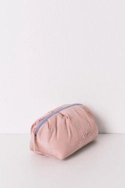 Стьобана рожева косметичка з паєтками