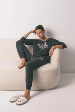 Довга сіра бавовняна піжама Bugs Bunny