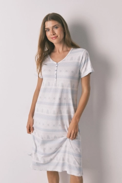Ночная сорочка миди с новогодним принтом