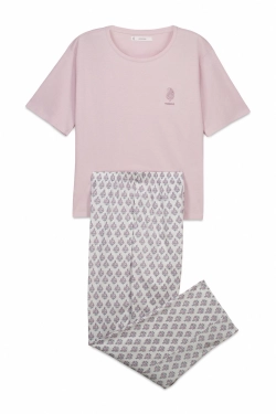 Розовая пижама из 100% хлопка с принтом