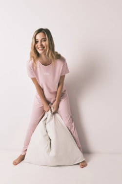 Длинная пижама из хлопка с принтом мини-цветов