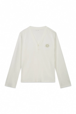 Біла бавовняна футболка з довгим рукавом