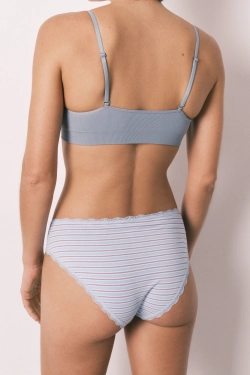 Широкі класичні бавовняні трусики в синю смужку