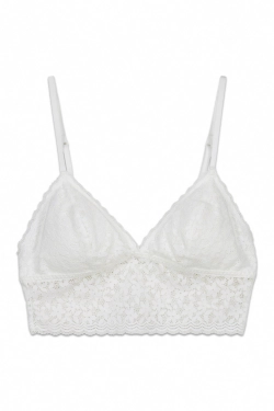 Белый кружевной бюстгальтер бралетт треугольной формы
