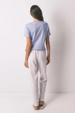 Длинные фланелевые брюки в разноцветную полоску