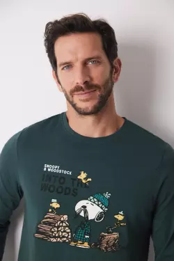 Довга чоловіча піжама Snoopy з бавовни