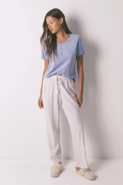 Длинные фланелевые брюки в разноцветную полоску