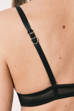 BEAUTIFUL Классический бюстгальтер из чёрного тюля с вышивкой