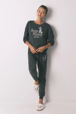 Довга сіра бавовняна піжама Bugs Bunny