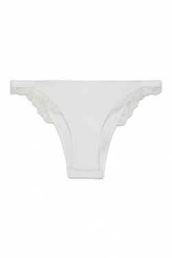 Белые хлопковые трусики-бразилиана в рубчик