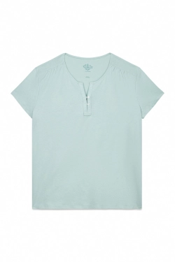 Бавовняна футболка з вишивкою та ґудзиками