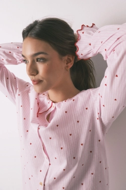 Нічна сорочка з бавовни з комірцем