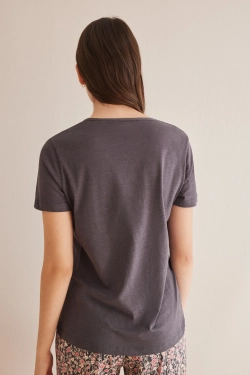 Сіра футболка А-силуету з короткими рукавами з бавовни
