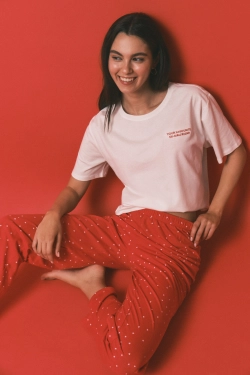 Довга бавовняна піжама з принтом