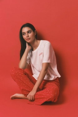 Довга бавовняна піжама з принтом