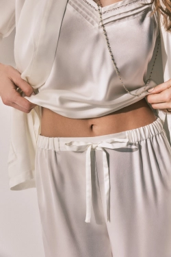 Довга піжама та халат із сатину