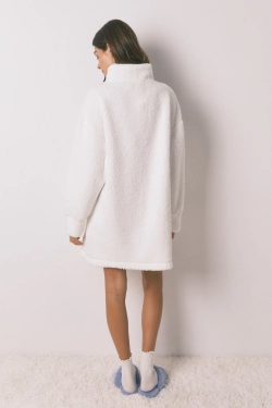 Халат миди из мягкого флиса с высоким воротником