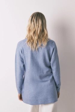 Синий трикотажный кардиган-халат миди