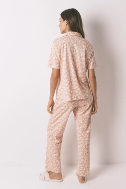 Классическая пижама из хлопка с оранжевым принтом