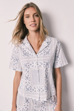 Короткая хлопковая пижама с принтом