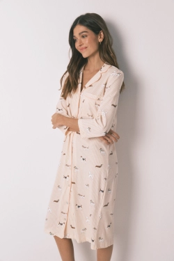 Нічна сорочка середньої довжини з бавовни з принтом