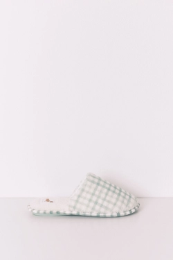 Домашние тапочки из флиса в зелёную клетку